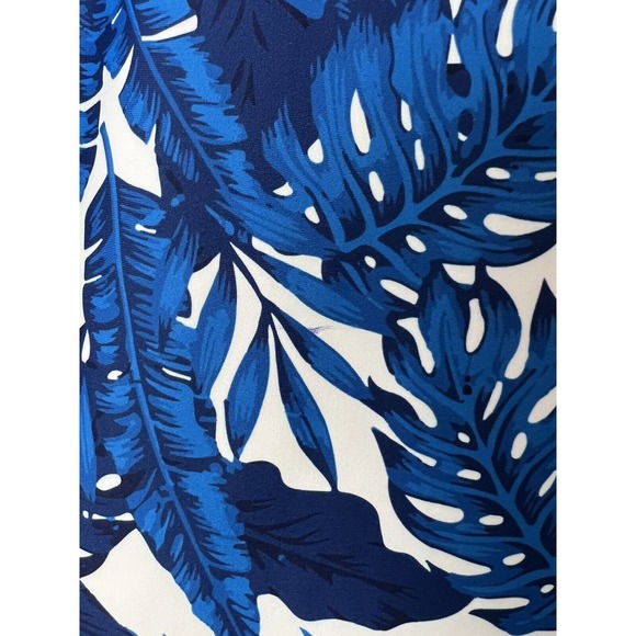 Tina + Jenna Leaf Print Dress XXS Ruffle Hem Sleeveless Blue White Vneck Mini - Picture 9 of 9